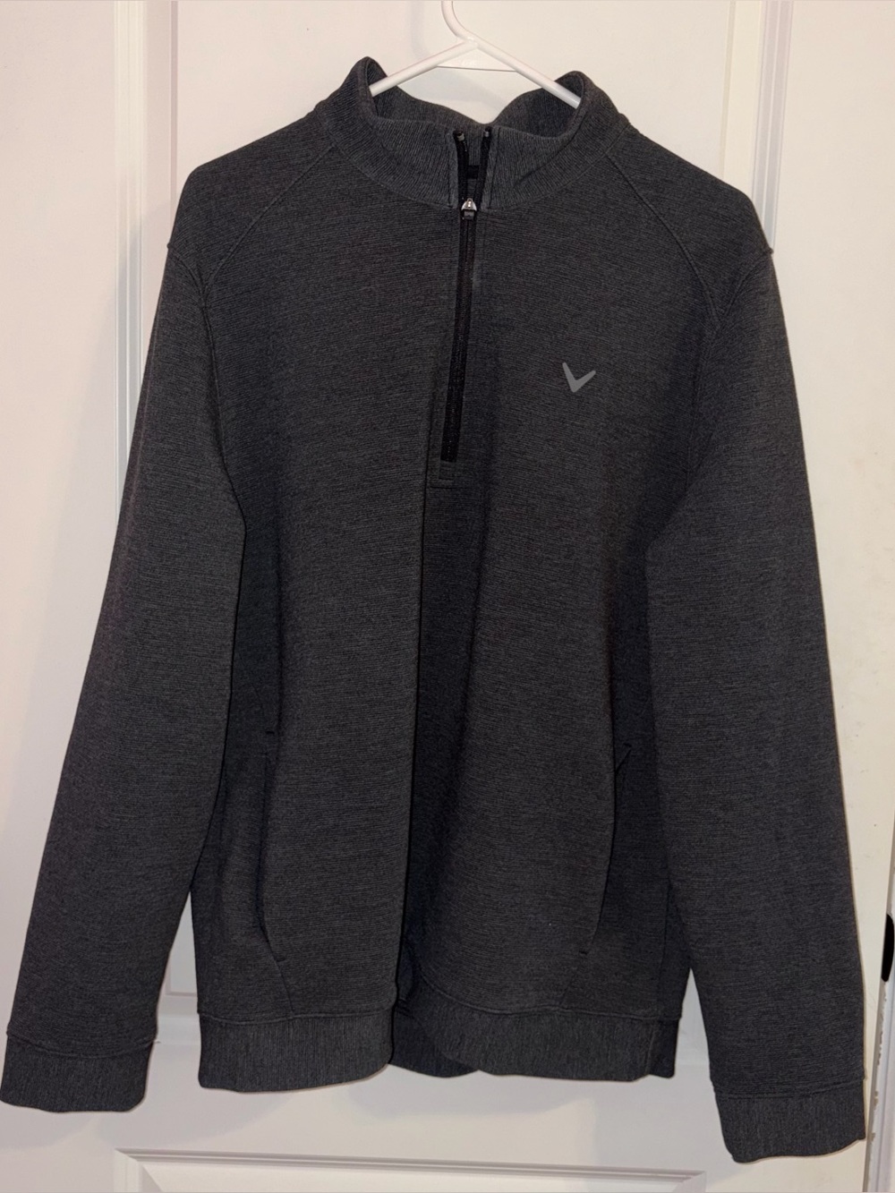 Callaway 1/4 Quarter Zip Heathered Long Sleeve Pullover Charcoal Gray Large